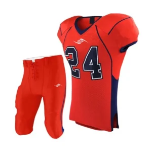 American Football Uniform – Classic Red with Navy Trim Jersey and Pants