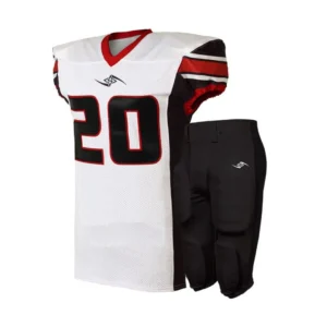 American Football Uniform – Red and Black Striped Jersey and Pants