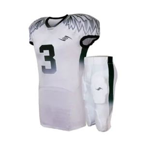 American Football Uniform – White & Gray Pro Style Jersey and Pants Set