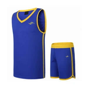 Basketball Uniform – Blue and Yellow Bold Trimmed Jersey Set