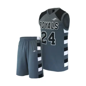 Basketball Uniform – Charcoal Gray and White Stars Jersey Set