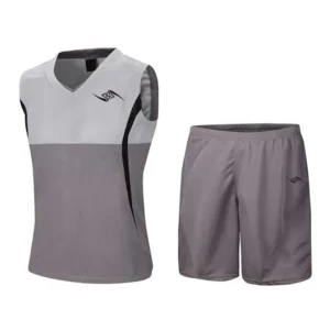 Basketball Uniform – Gray and Black Sleeveless Jersey Set