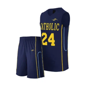 Basketball Uniform – Navy Blue and Yellow Number 24 Jersey Set