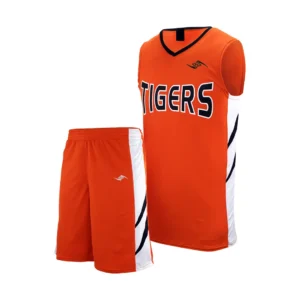Basketball Uniform – Orange and White Tigers Sleeveless Jersey Set