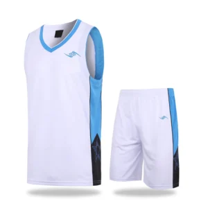 Basketball Uniform – White and Sky Blue Athletic Game Set