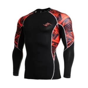 Black Compression Jersey – Red Arm Paint Pattern