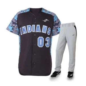 Charcoal Blue Baseball Set – “Indians” Jersey & White Pants