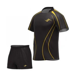 Men’s Rugby Kit – Black with Yellow Slash Performance Set