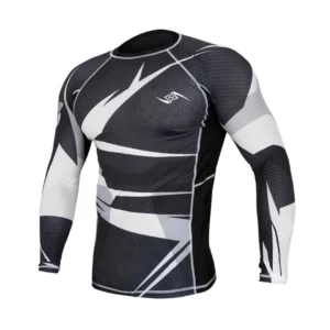 White & Black Compression Jersey – Abstract Linework